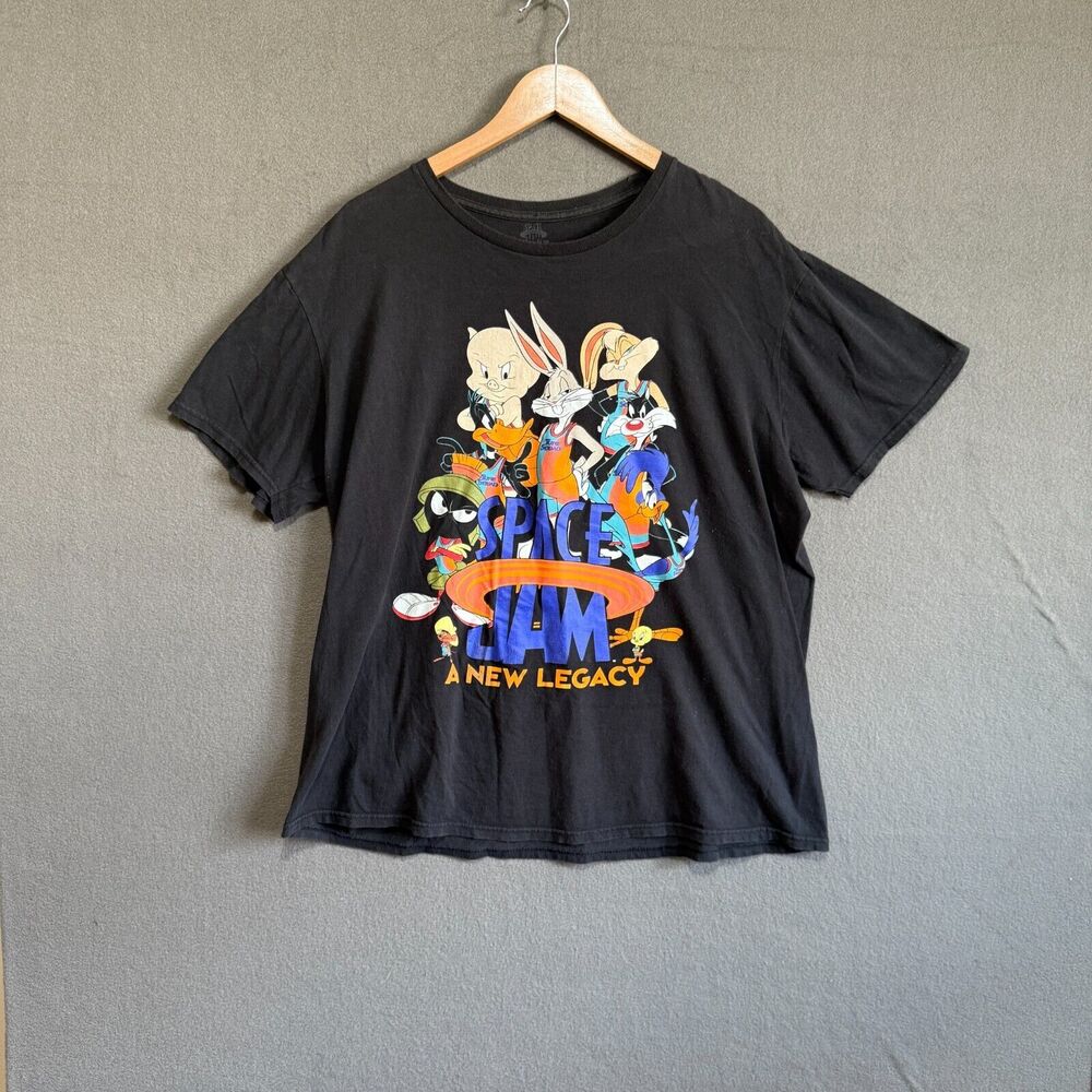 Space Jam Unisex XL TShirt A New Legacy Black Cartoons Tunesquad Logo Basketball